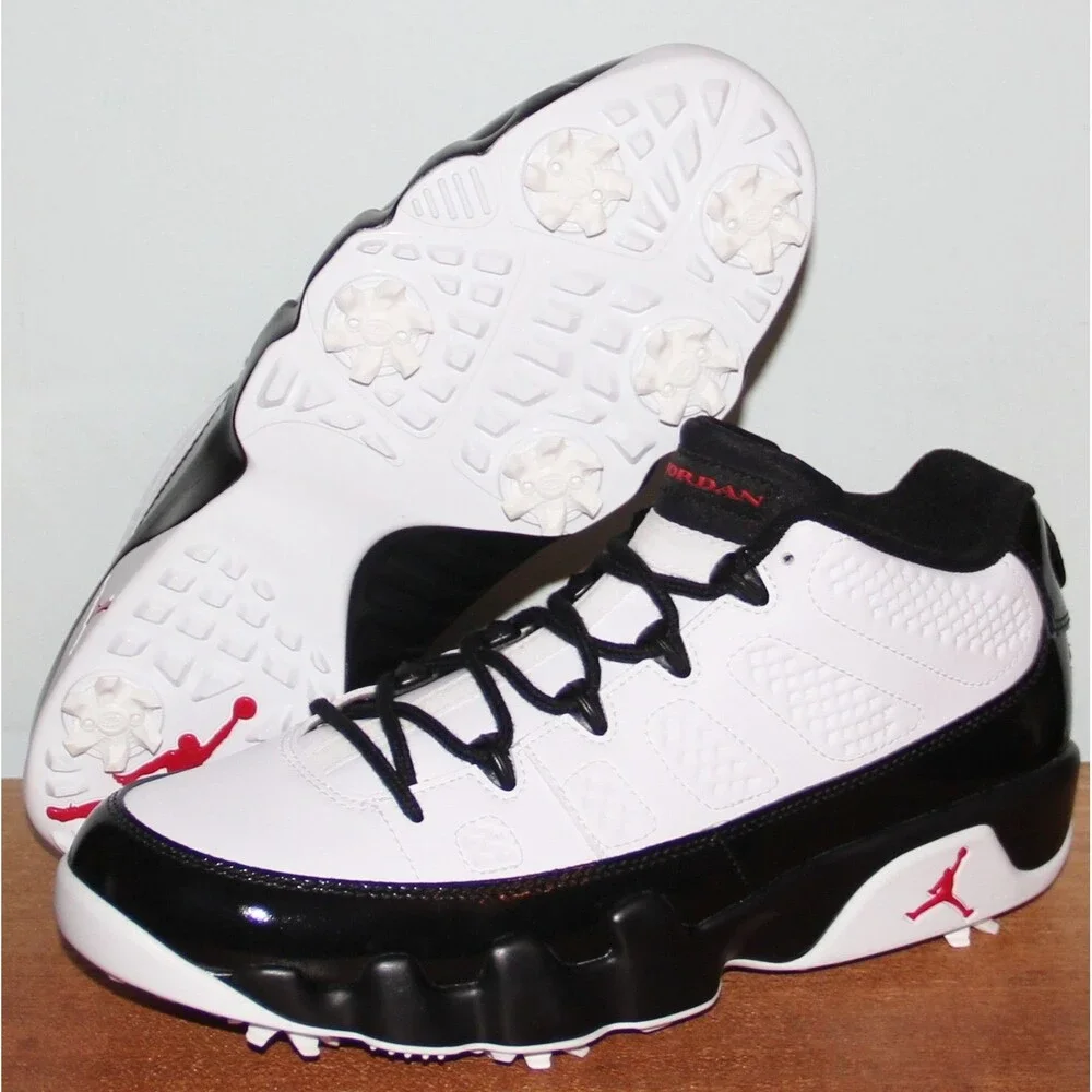 Nike Air Jordan 9 Low Golf Shoes Mens 9.5 White Black Red
